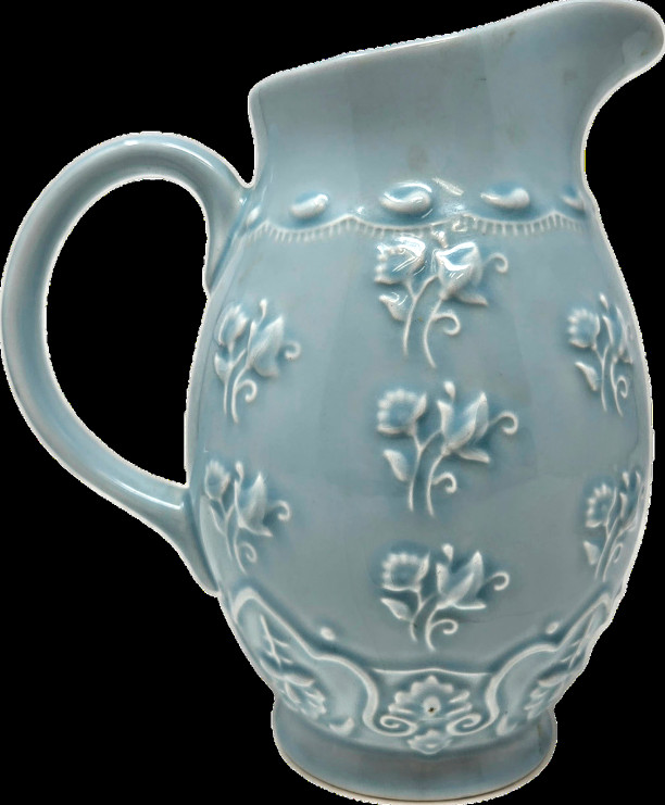 Vera Bradly 8" Java Blue Majolica Pitcher- Preowned