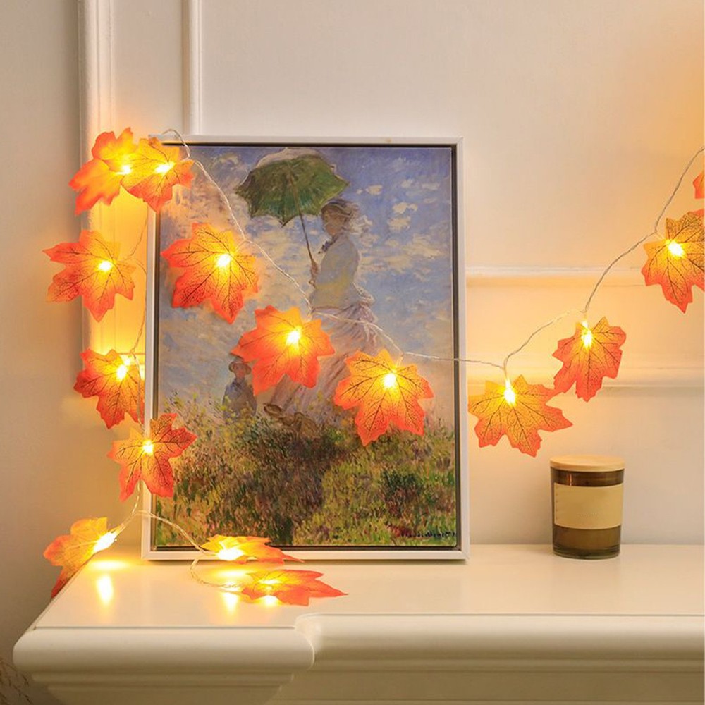 Maple Leaf String Lights Festive 19.69Ft Lighting Lighted Fall Garland