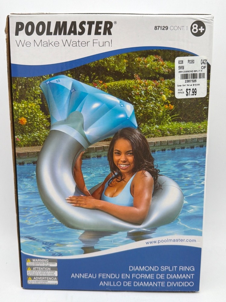Poolmaster Diamond Split Ring Pool Float 35 Inch Diameter Tube-Style Design For