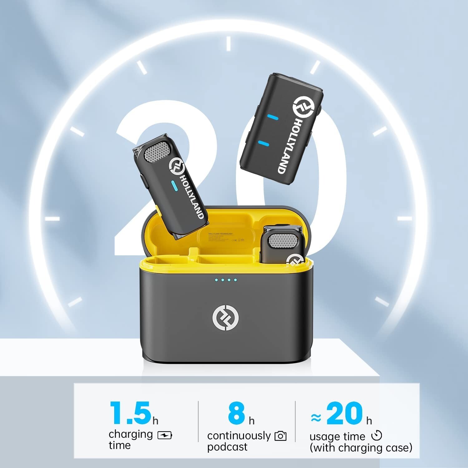 Hollyland Lark M1 Wireless Lavalier Microphone, 2.4GHz Noise Cancellation, 656ft