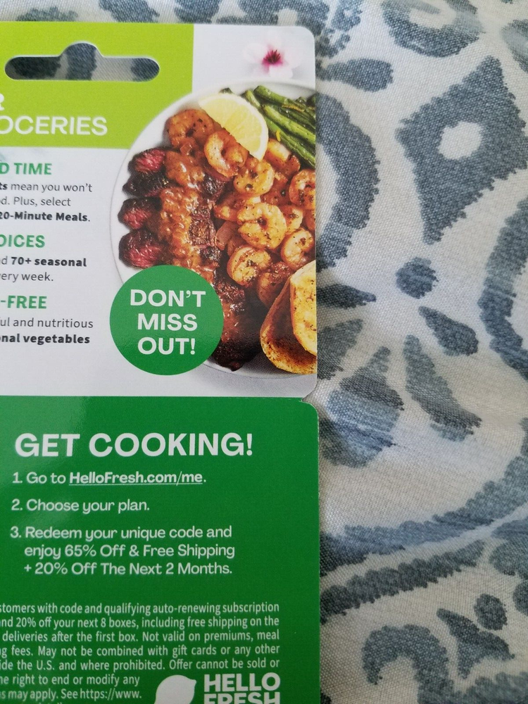 Hello Fresh gift card 65% off