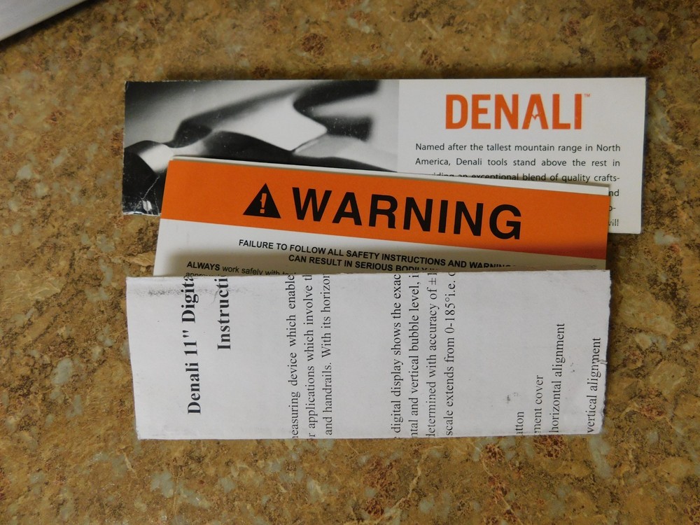 Denali Electronic Angle Protractor Angle Range 0-185° w/ Case & Manual