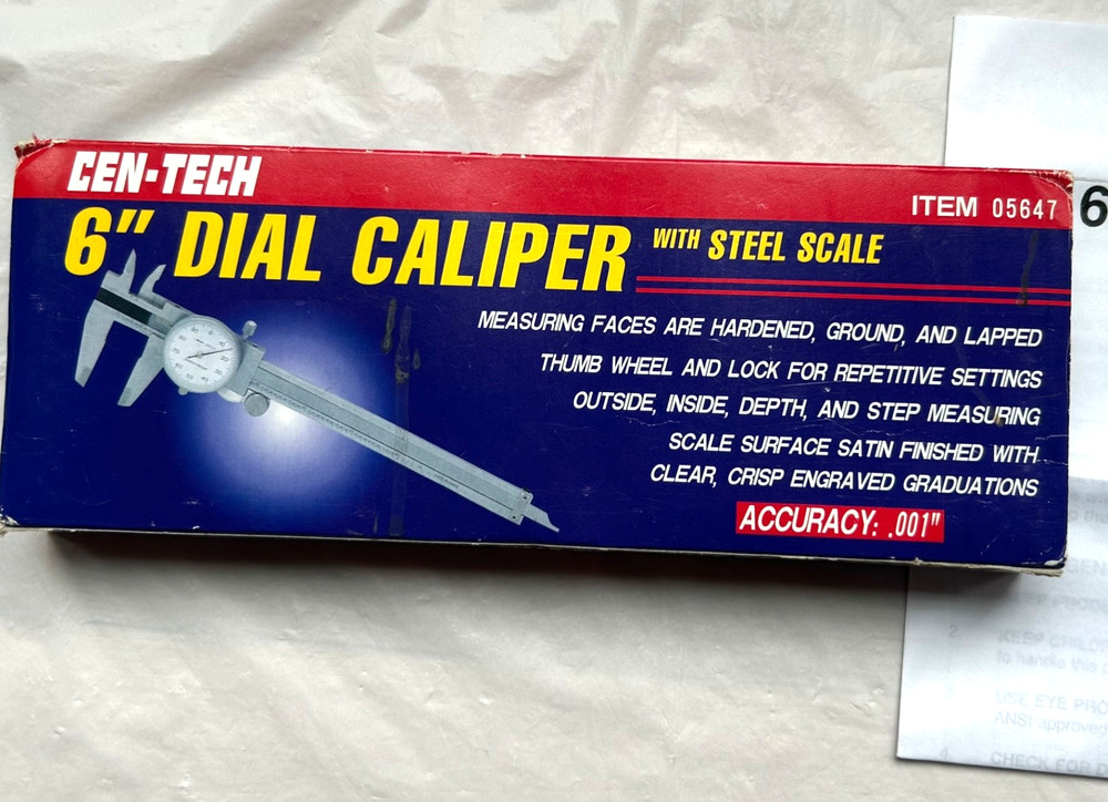 Cen-Tech 6" Dial Caliper With Case Item 05647
