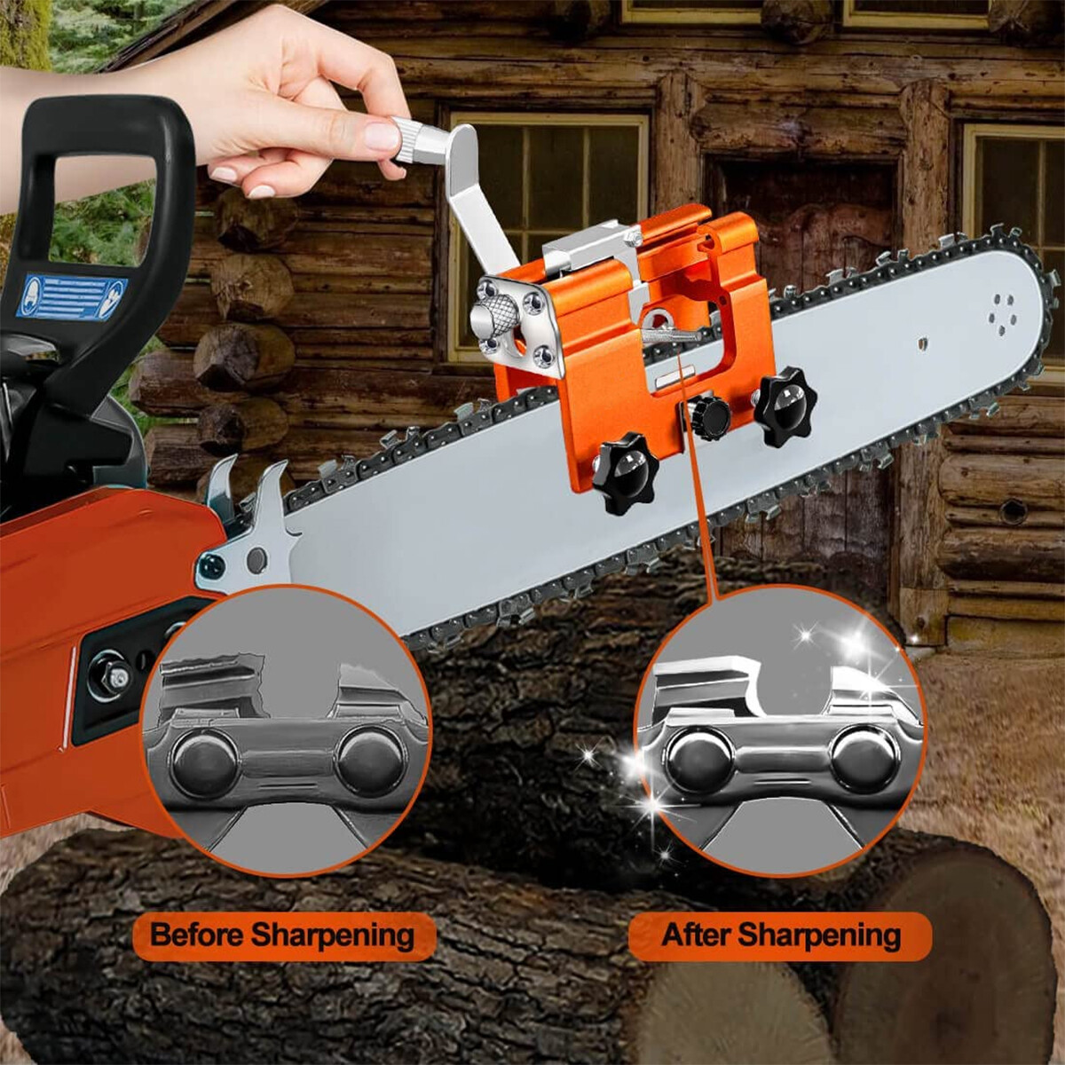 Chainsaw Chain Sharpening Jig Portable Hand Crank Sharpener Tool Set