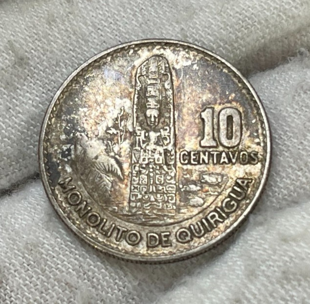 1961 Guatemala 10 Centavos Silver Coin