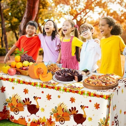 3 Pcs Fall Thanksgiving Tablecloth Plastic Disposable Table Cover Orange