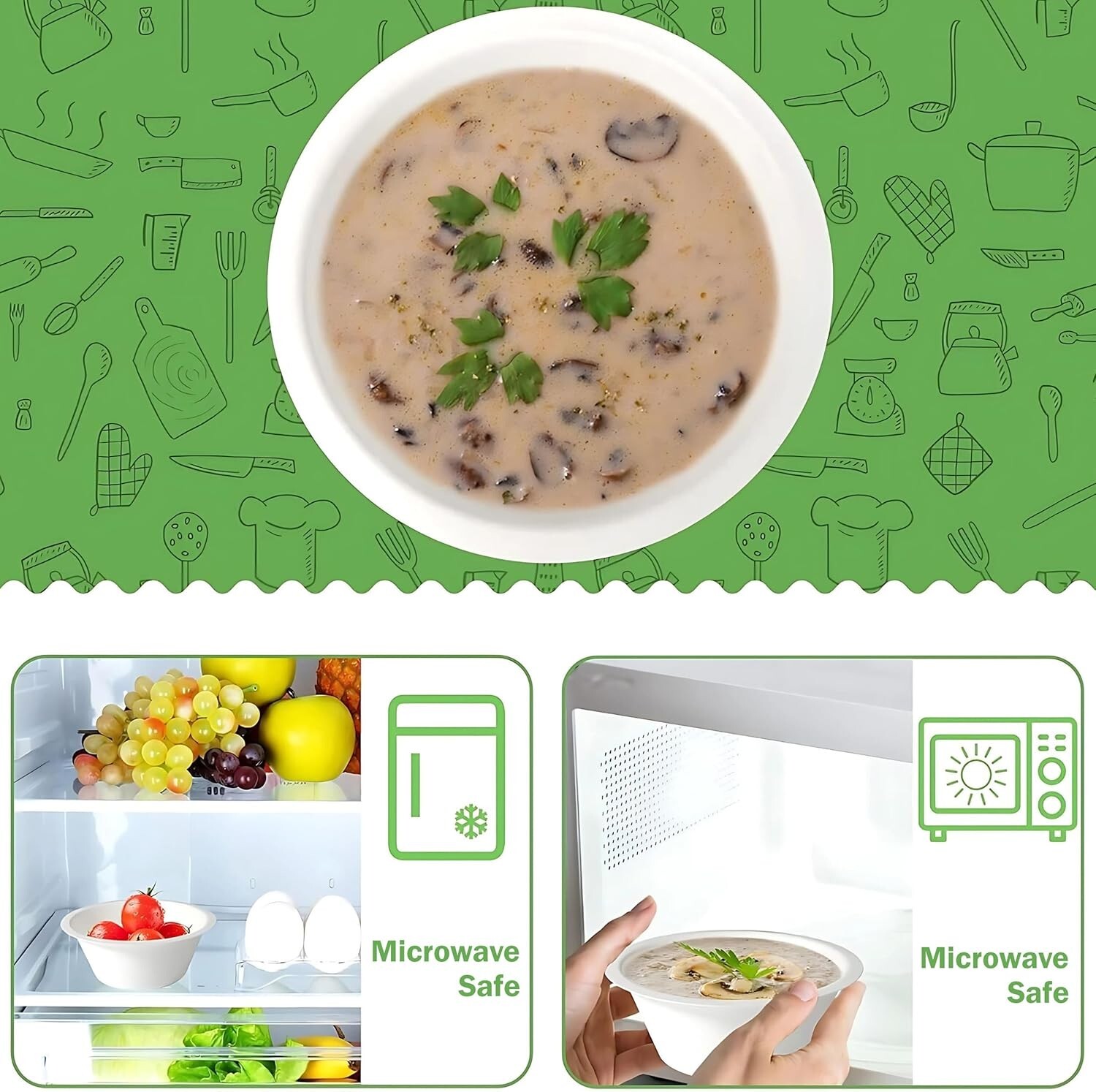 Disposable Compostable Paper Bowls Microwave Safe Bagasse Bowls 12oz,200CT - FPN