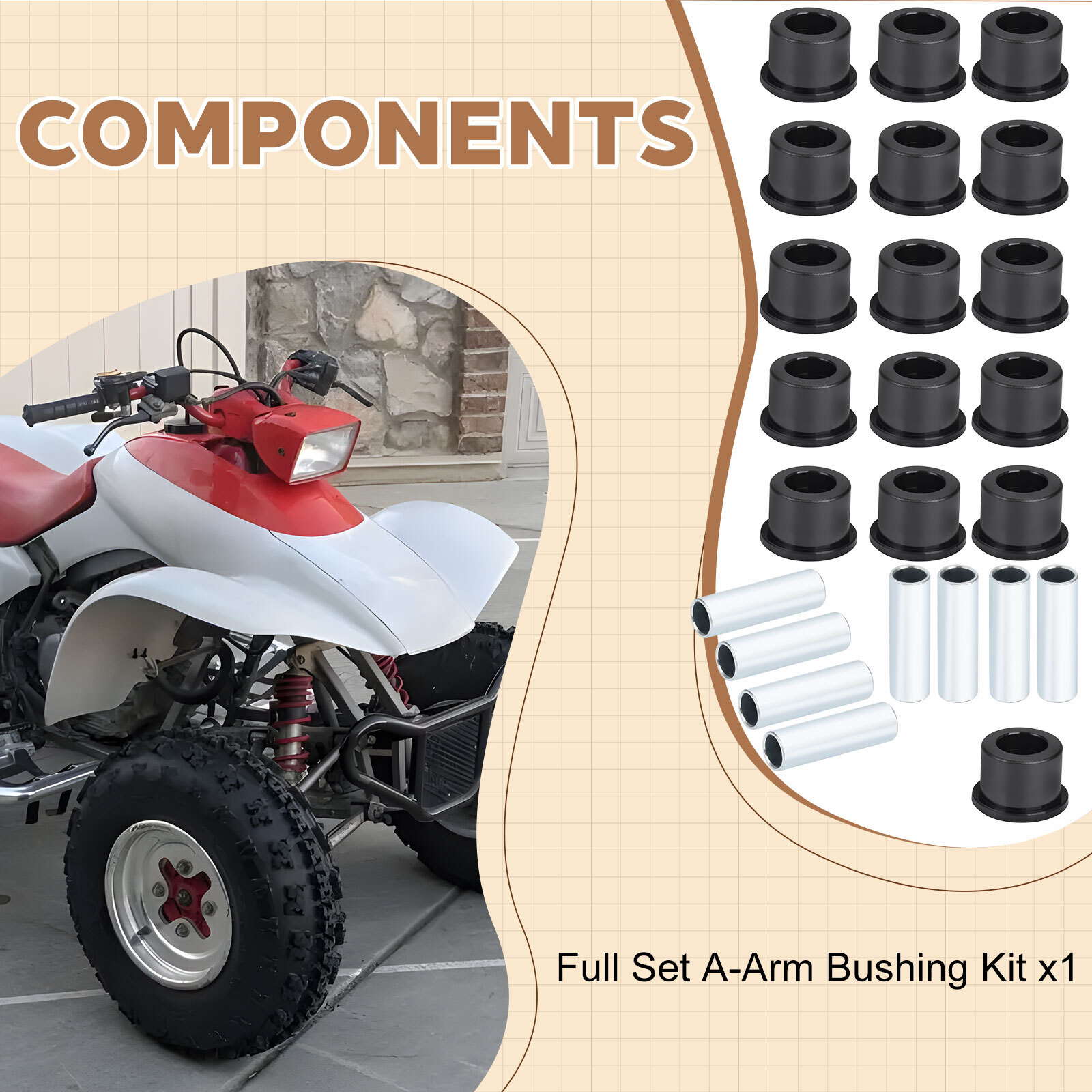 Full Set A-Arm Bushing Kit For Honda TRX400X TRX450ER TRX 400EX 450R 1999-2014