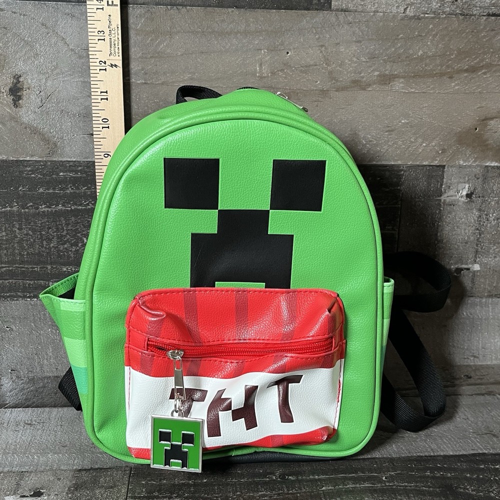Minecraft Creeper TNT Mini Backpack With Charm & Side Beverage Pocket