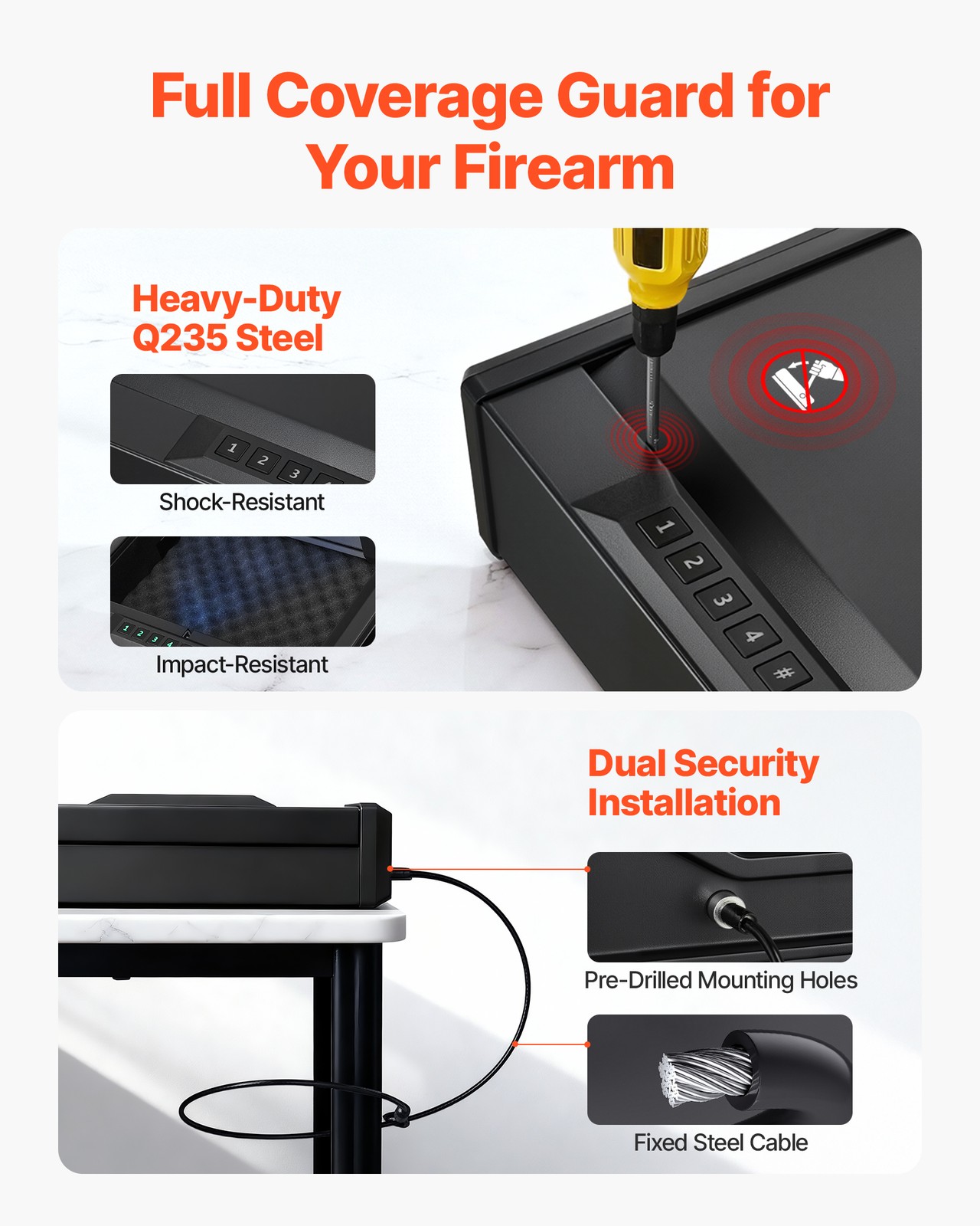 VEVOR Gun Safe with Fingerprint/Password/Key Lighting for 2 Pistols & Magazines