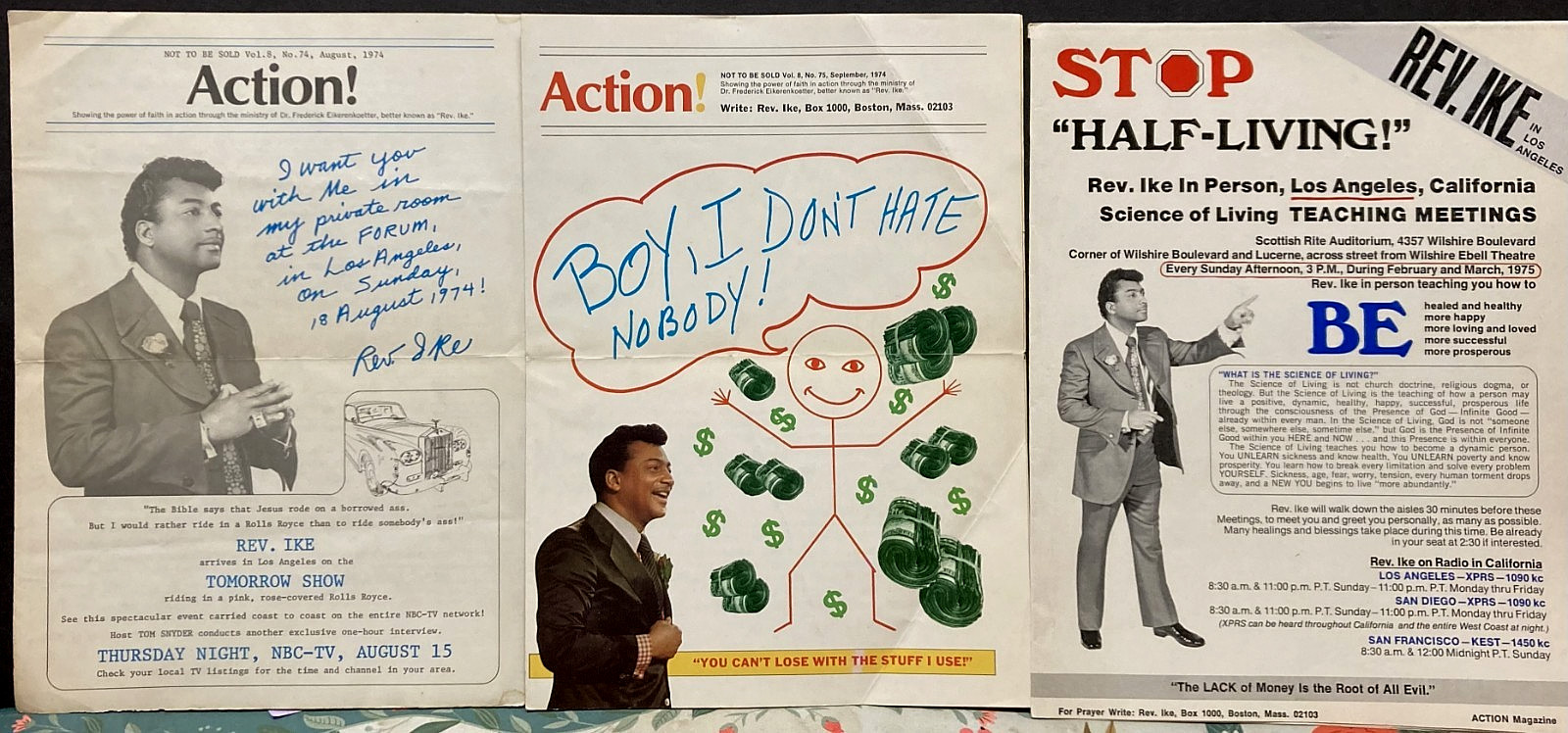 Vtg Lot African American Prosperity Evangelist Rev. Ike~1970s Action! + Ephemera