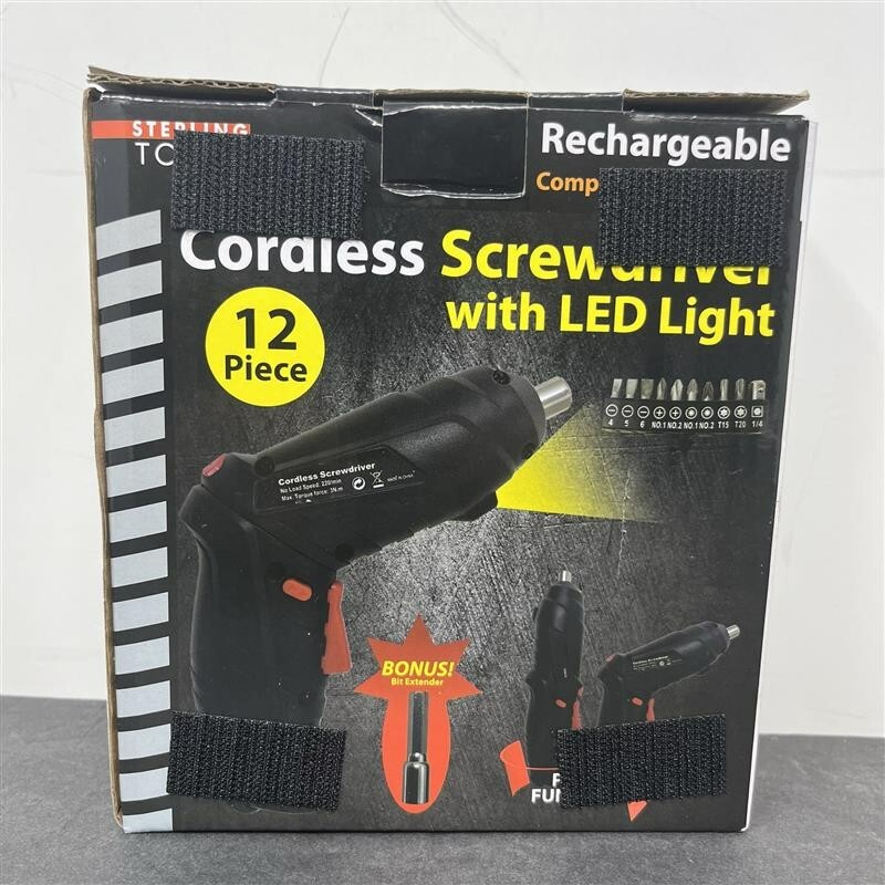 Cordless Screwdriver with LED Light & Bits