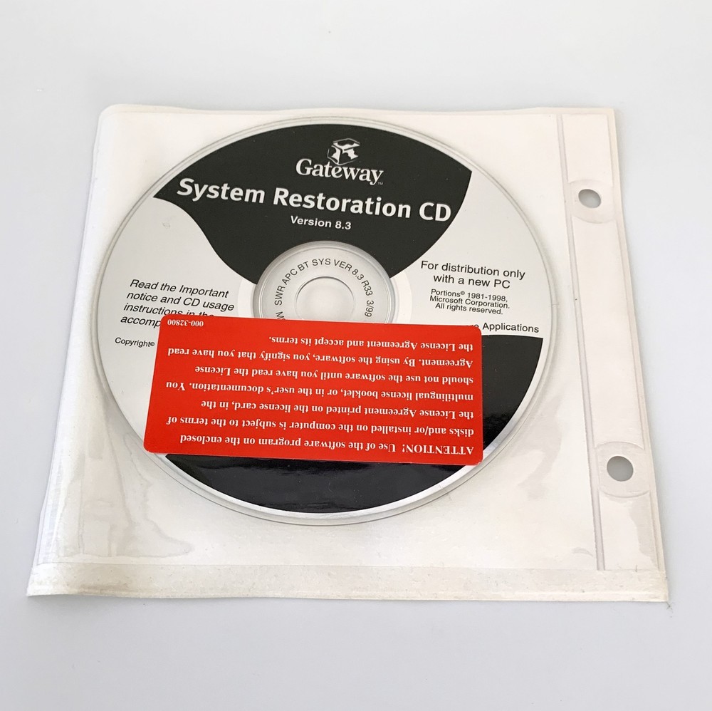 Vintage Gateway System Restoration CD PC Software Version 8.3