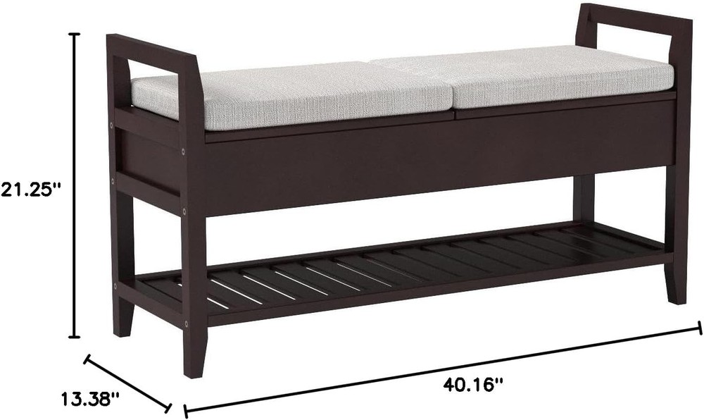 Vannes Espresso Storage Shoe Bench