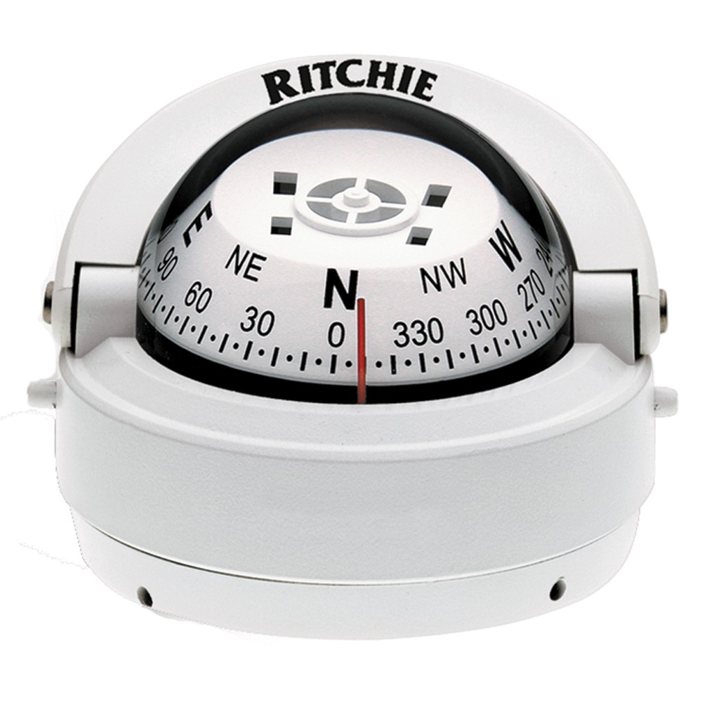 Ritchie S-53W Explorer Compass - Surface Mount - White Bundle RITCHIE COMPASS S-