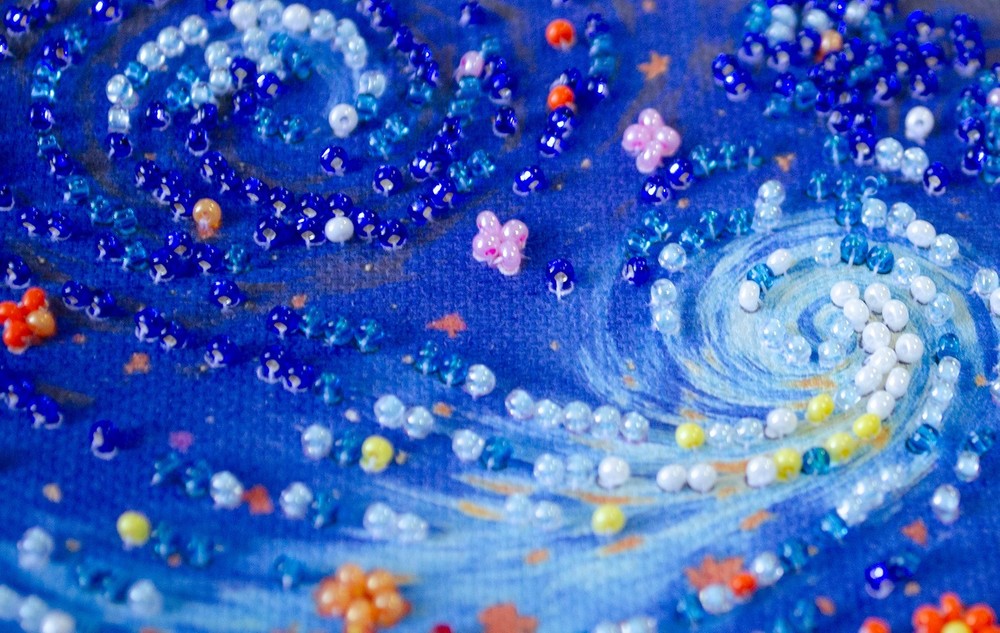 DIY Bead Embroidery Kit "Flowers" Beaded stitching needlepoint beadwork