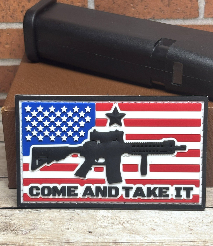 Assault Rifle PVC Patch - Tactical Morale Gun Patch - AR15 American Flag Patch