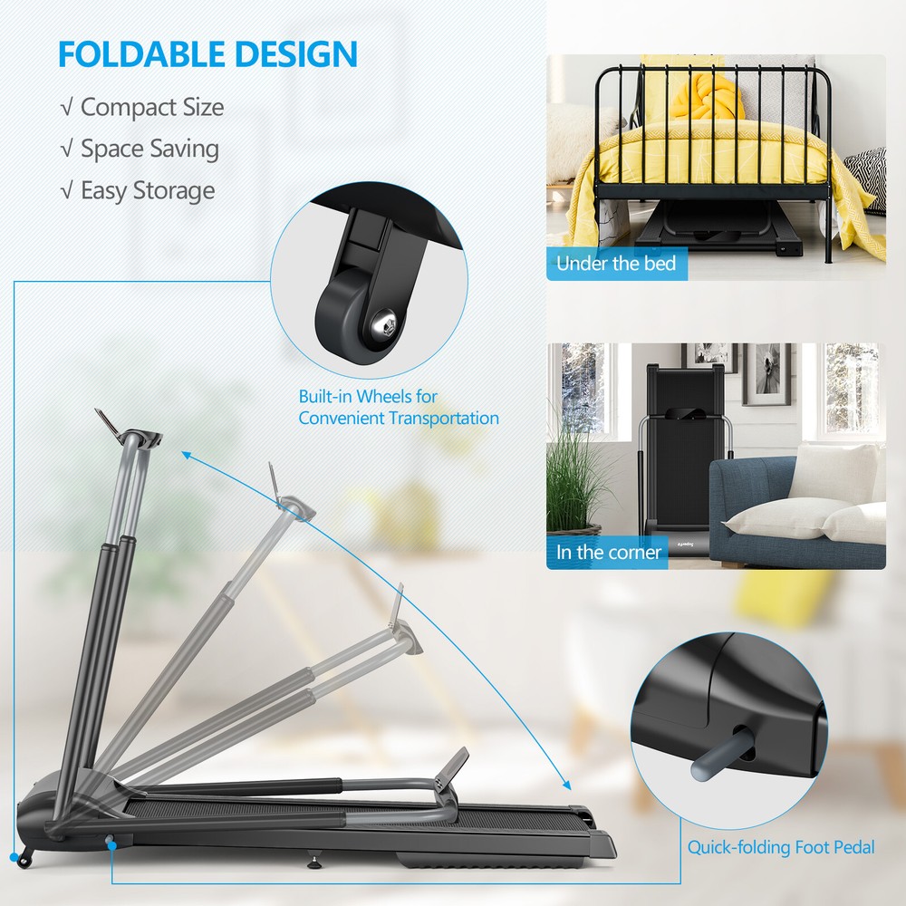 3HP Folding Treadmill Compact Walking Jogging Machine W/Touch Screen APP Control