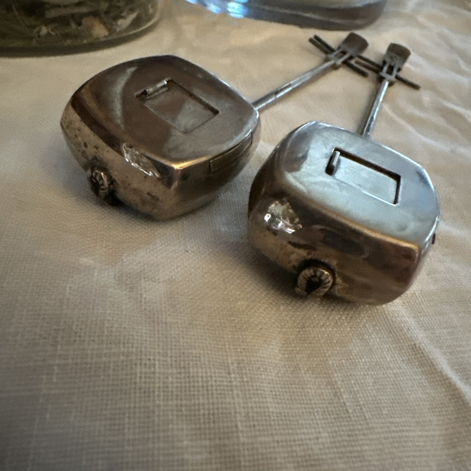 Pair Of (2) Japanese Shamisen Lute .925 Sterling Silver Salt & Pepper Shakers