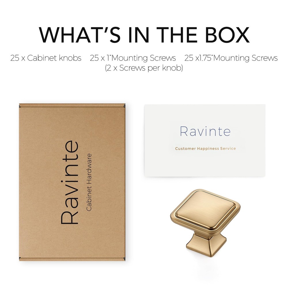 Ravinte 25 Pack Square Foot Cabinet Arch Knobs Champagne Bronze Kitchen Drawer P