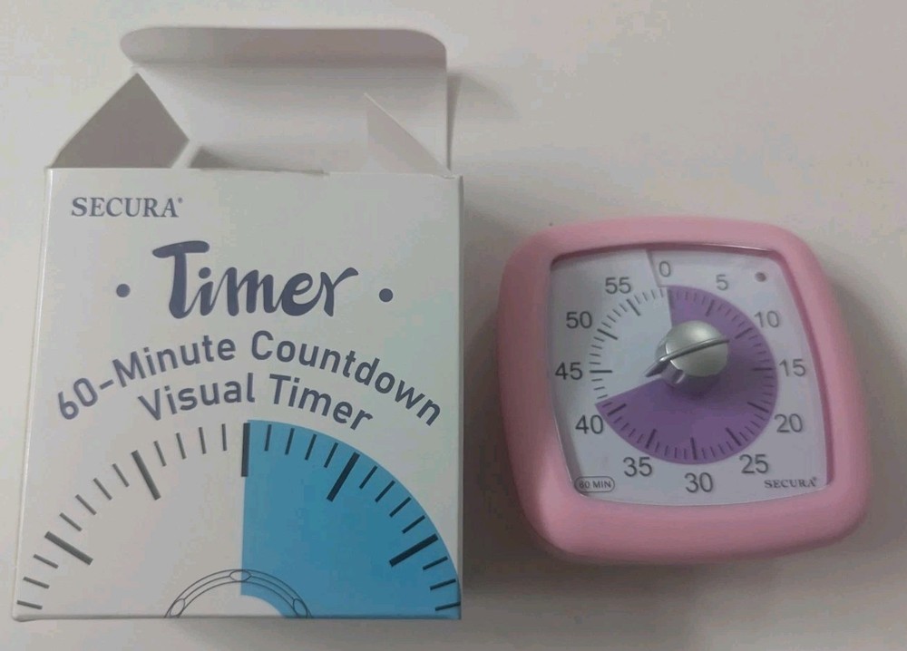 Secura 60 Minute Countdown Visual Timer, Pink, Pre-Owned