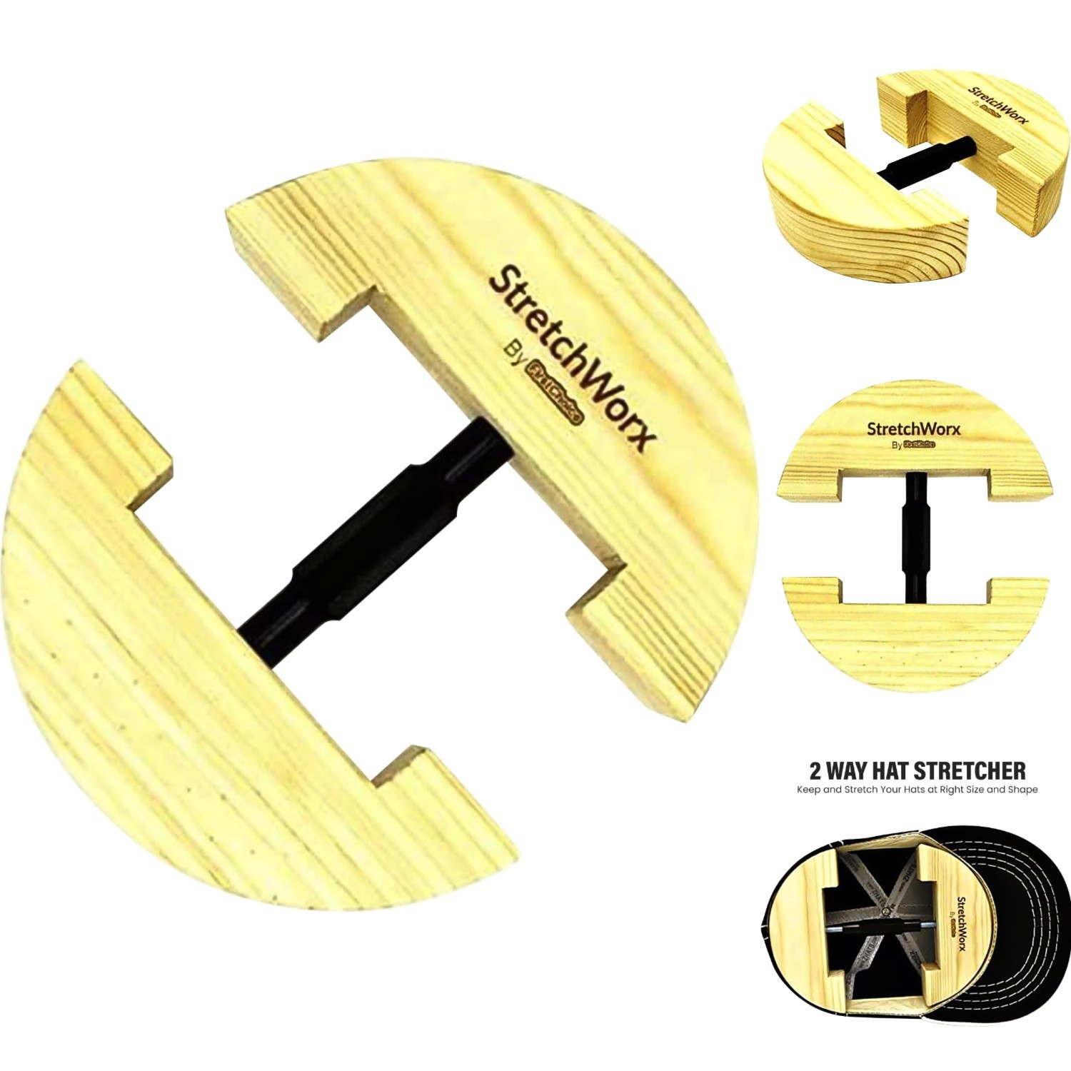 Wood Hat Stretcher Fitted Cowboy Hat Stretching Tool Unisex Adjustable