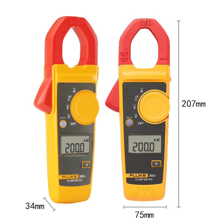 Fluke 302 Plus Clamp Meter AC DC Electrical Tester Pliers Ammeter Voltmeter