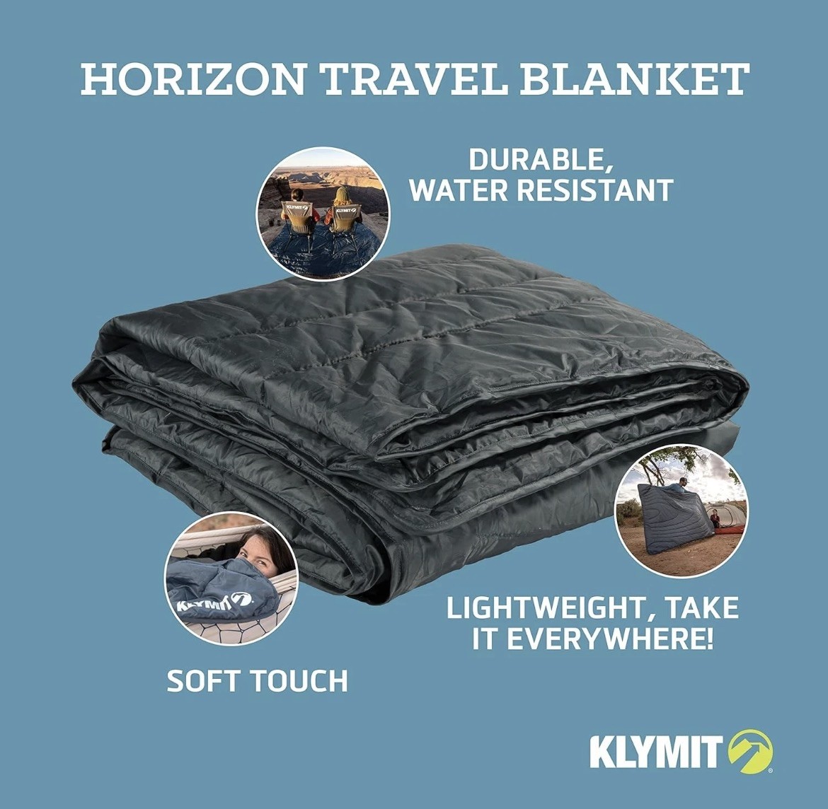 Horizon Travel Blanket By Klymit - Packable- Stuff Sack Included- Brand New