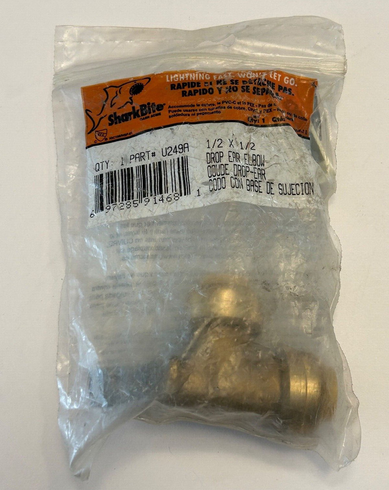 SHARKBITE #U249A Drop Ear Elbow 1/2 x 1/2 - New