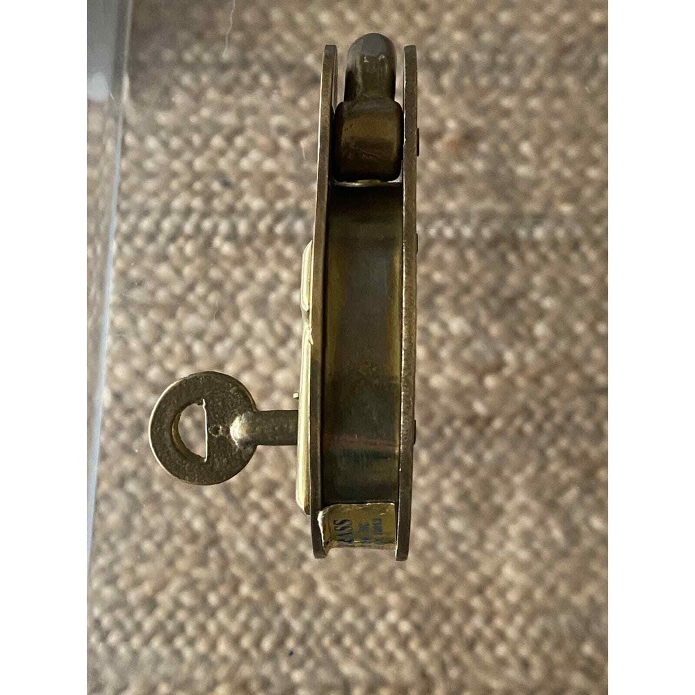 Solid Brass Old English JAS Morgan and Sons Padlock w Key 4 Lever