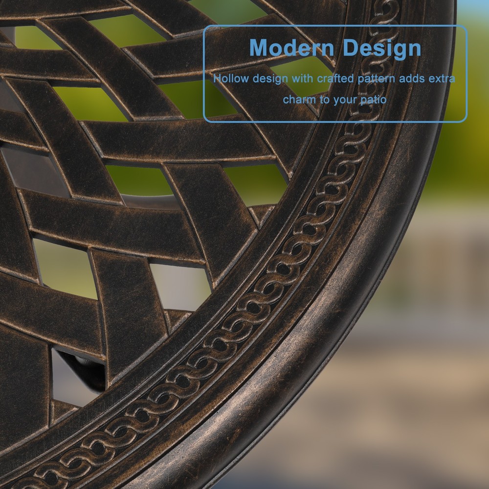 78cm Bronze Cast Aluminum Courtyard Table, Circular Diamond Top
