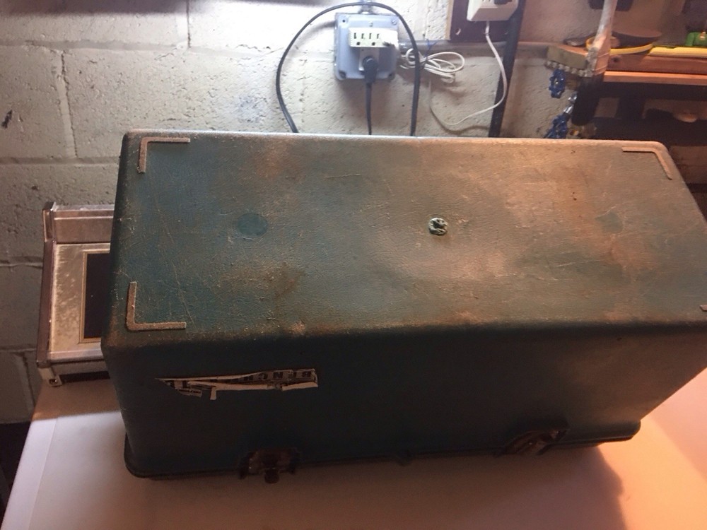 Vintage Benchtop Green Plastic Toolbox