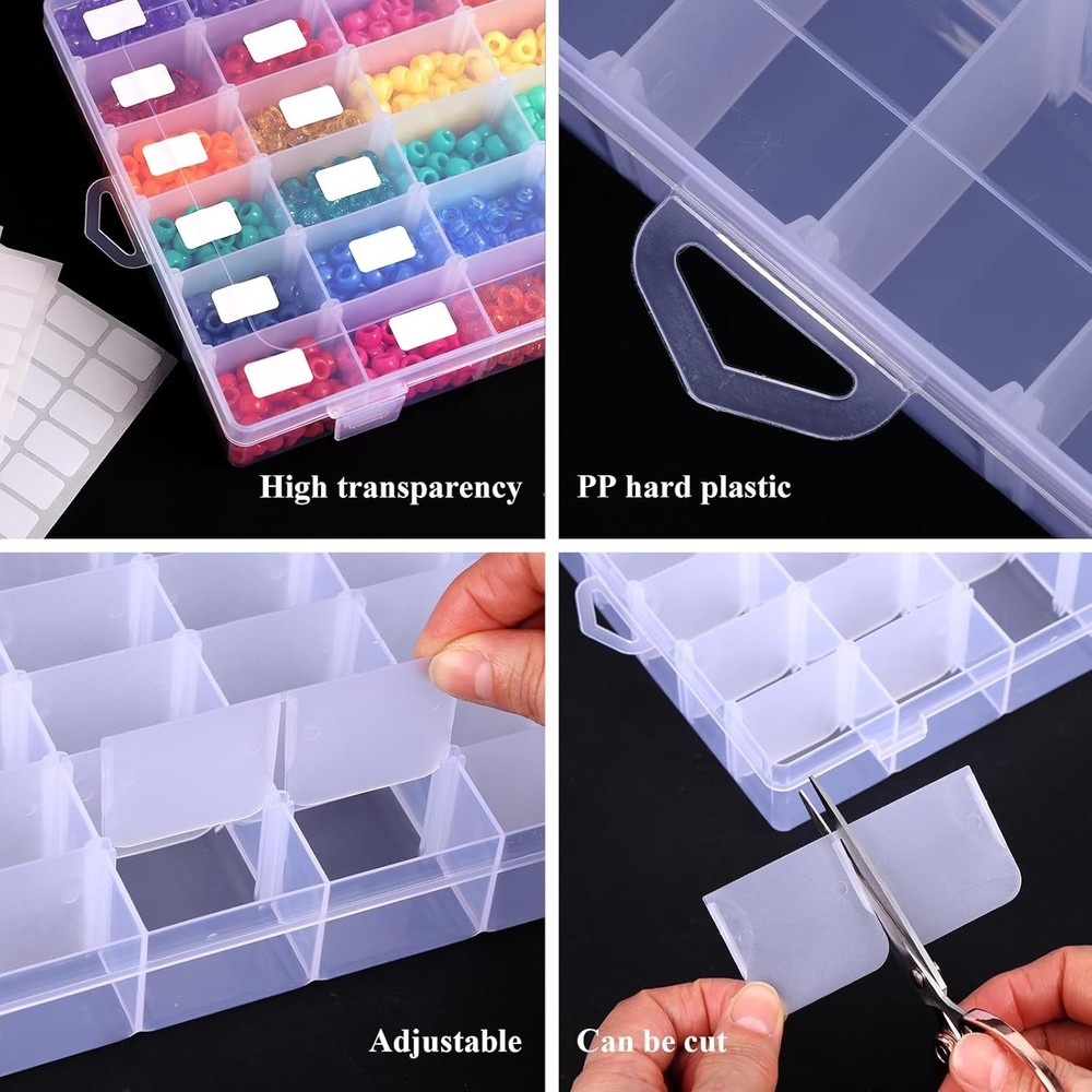 4 Pack Plastic Bead Organizer Box with Dividers