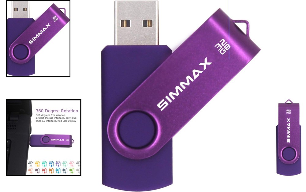 Durable 32GB Swivel Thumb Drive - Lightweight USB 2.0 Flash Storage Solution