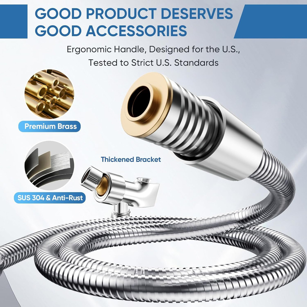 High Pressure Handheld Shower Head 8 Modes Silver