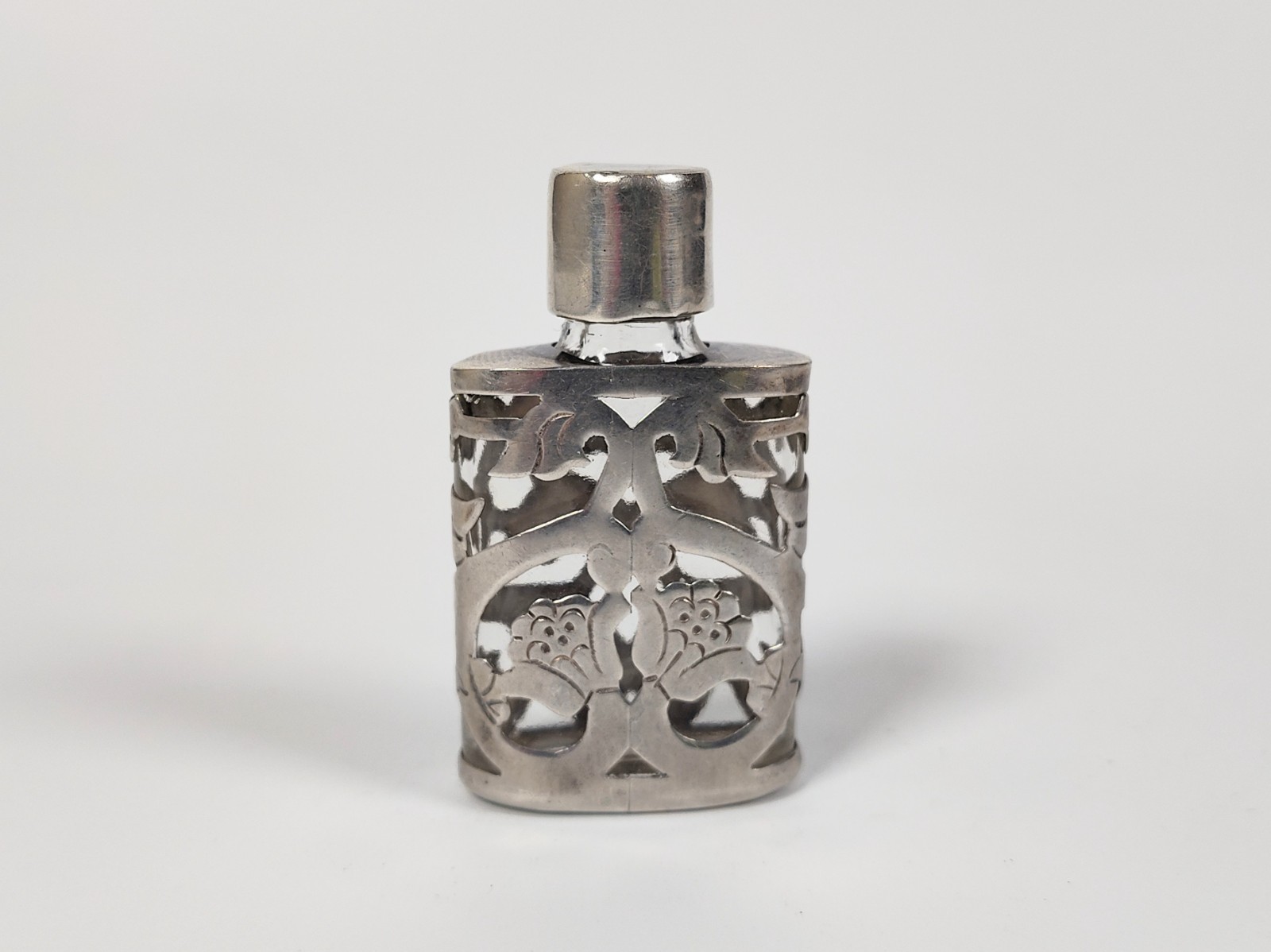 Vintage Taxco Mexico JJC Sterling Silver .925 Miniature Floral Perfume Bottle