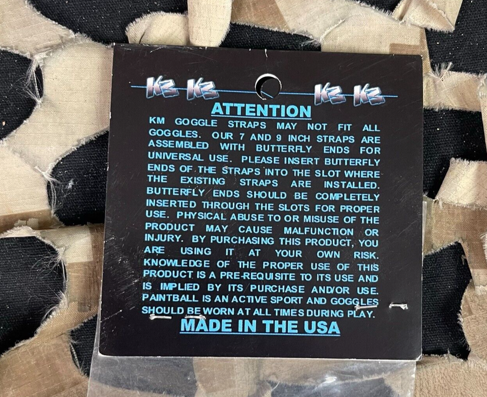 NEW KM Paintball Grill Goggle Strap - CA Best Choice