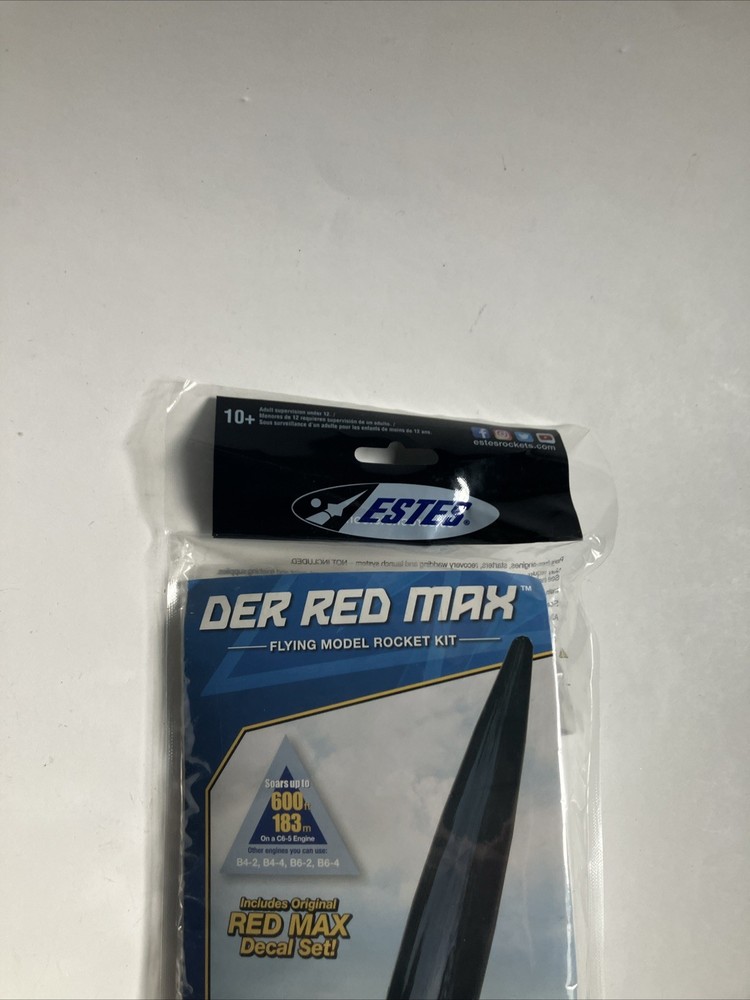 New Sealed Estes Der Red Max Flying Model Rocket Kit EST0651 Intermediate Level
