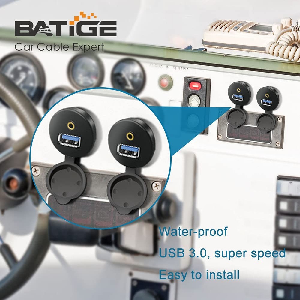 Batige Usb 3.0 & 3.5Mm Car Mount Flush Cable, 3Ft