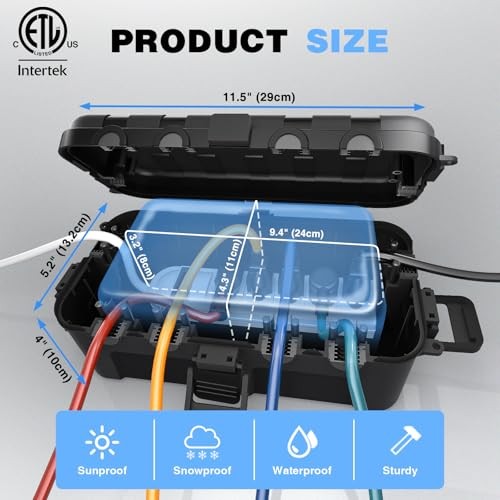 [] Outdoor Electrical Box Waterproof, Medium Weatherproof 2 Pack Black