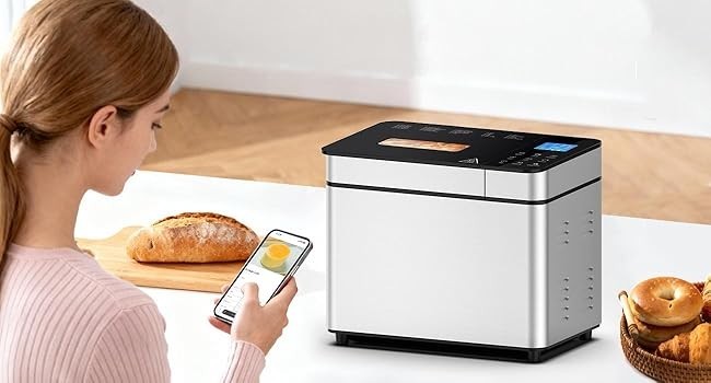 Automatic Bread Maker 2lb, 25-IN-1,Touch Screen, Visible Lid, Auto Nut Dispenser