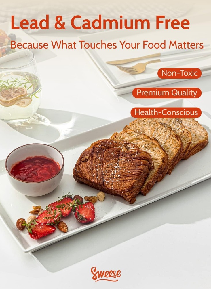 White Serving Platters, Porcelain Serving Trays for Parties, Large Rectangular