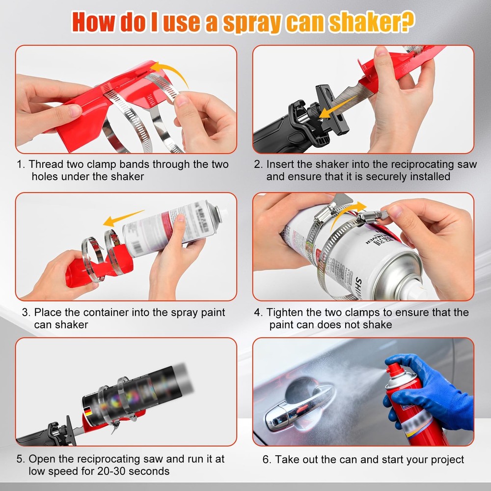 Spray Paint Can Shaker for Reciprocating Saw, Double Clamp Designs for Better...