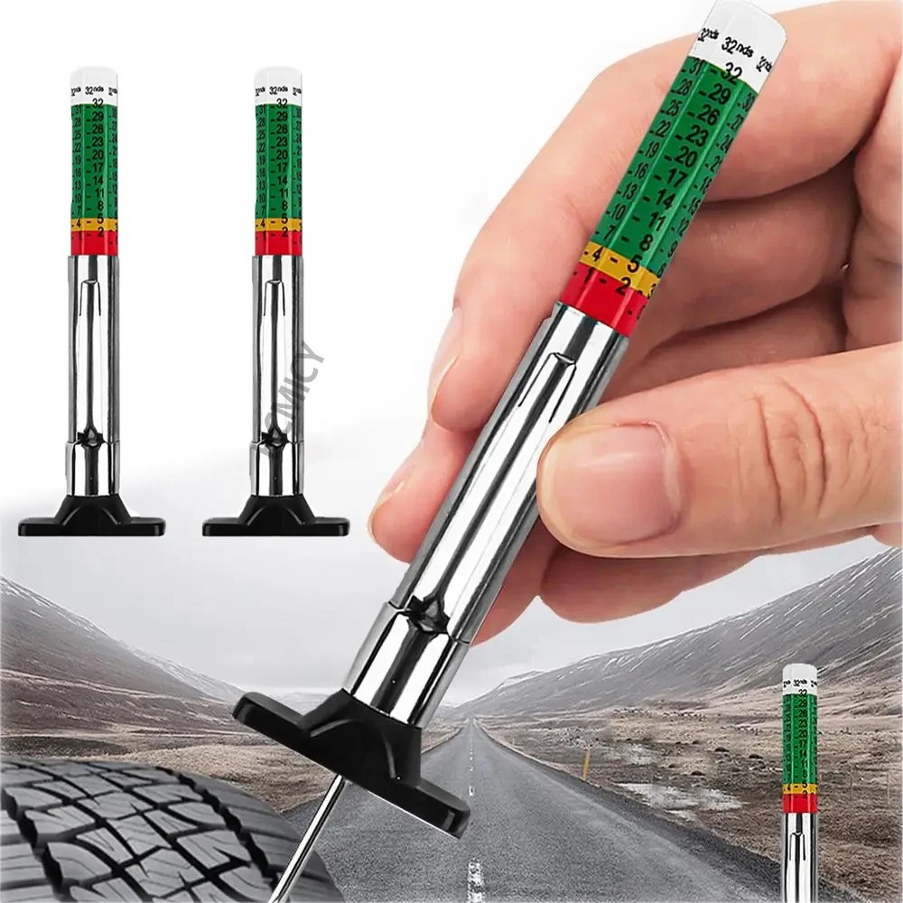 2PCS Car Tire Tread Depth Gauge Kit, Tire Thread Depth Meter Tool Color Coded