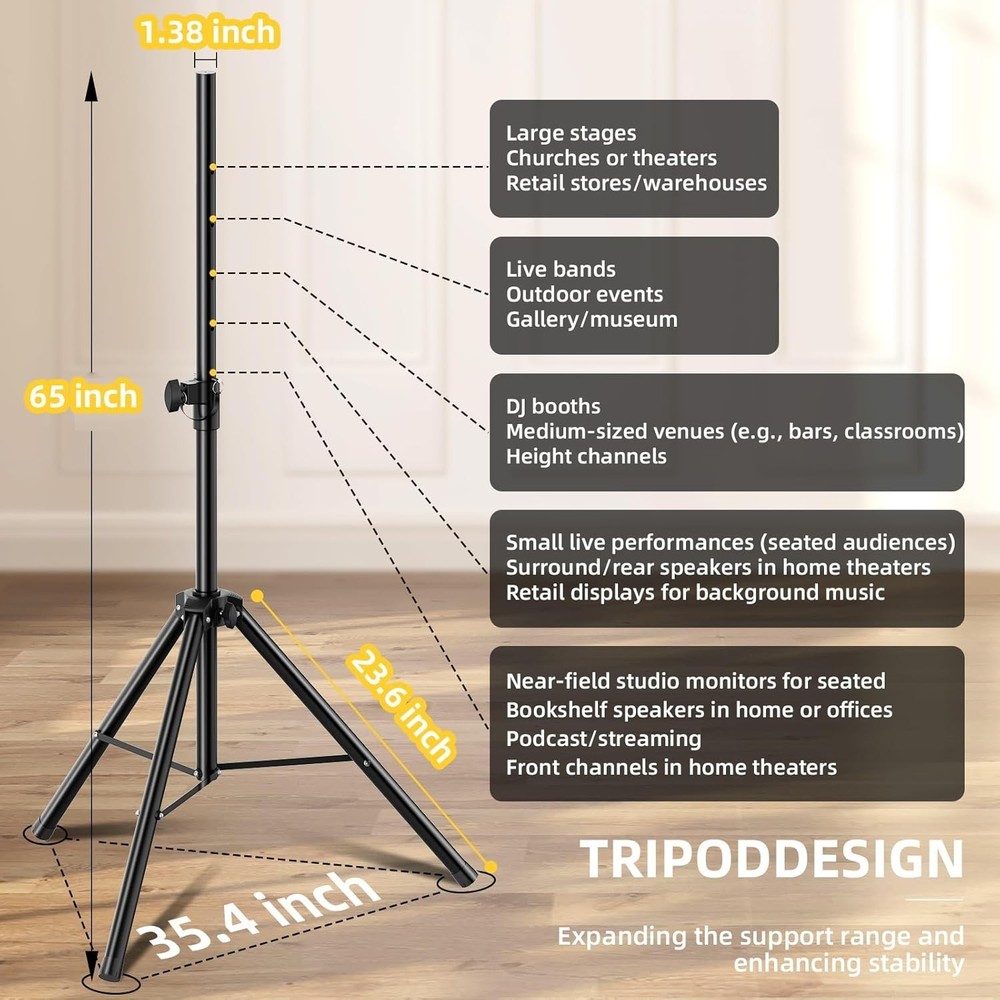 Portable Speaker Stands with 66lb Capacity