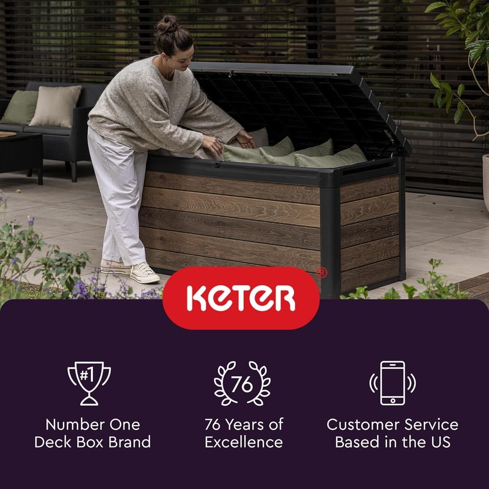 Weather-Resistant Brown Deck Box - 92 Gallon Storage
