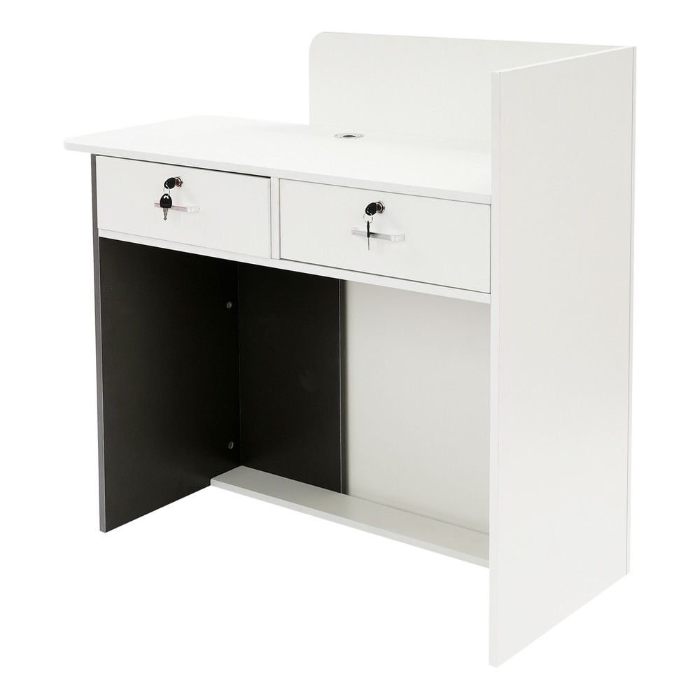 Reception Desk w/LED Light & Storage Drawer, Reception Desk Counter, Warm White