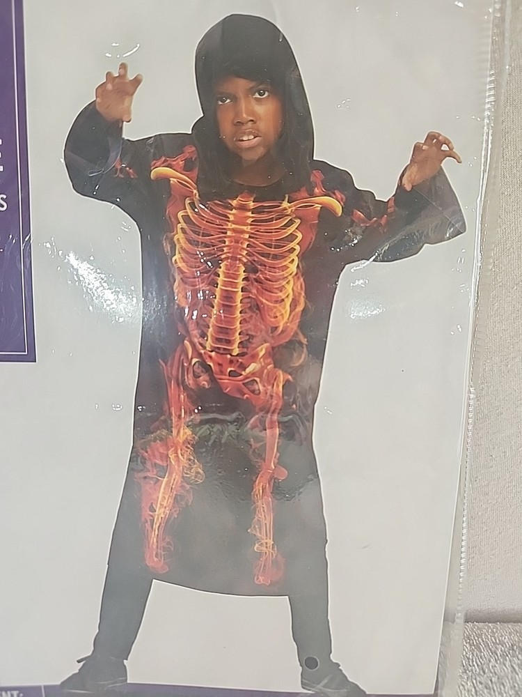 Flame Skeleton Costume Child Size L