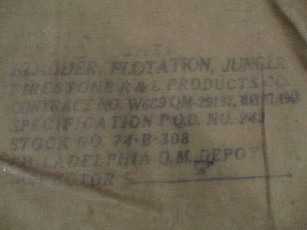 WWII USMC Marine Corps Inflatable Flotation Bladder w/Inflation Tube Dtd 1943 #1