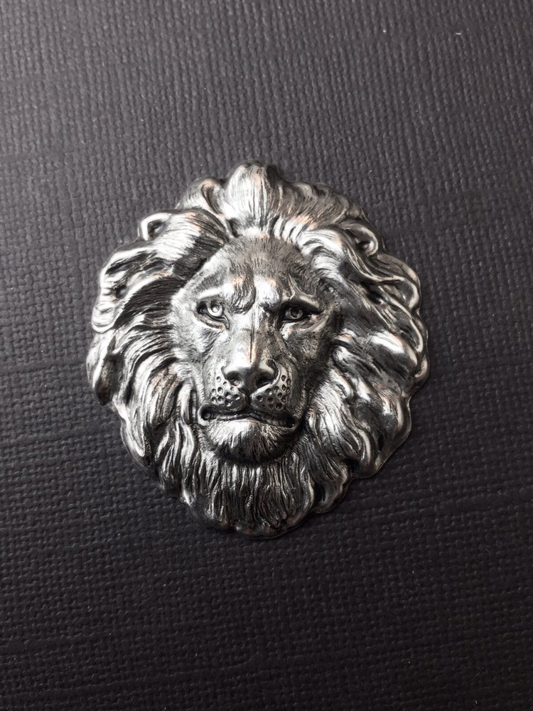45064 Large Lion Head Jewelry Finding Matte Silver Oxidized